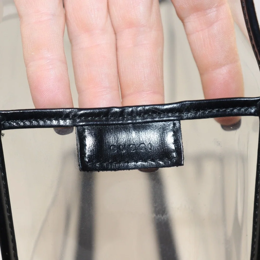Vintage Gucci Clear PVC‎ Tote Black Leather Trim
